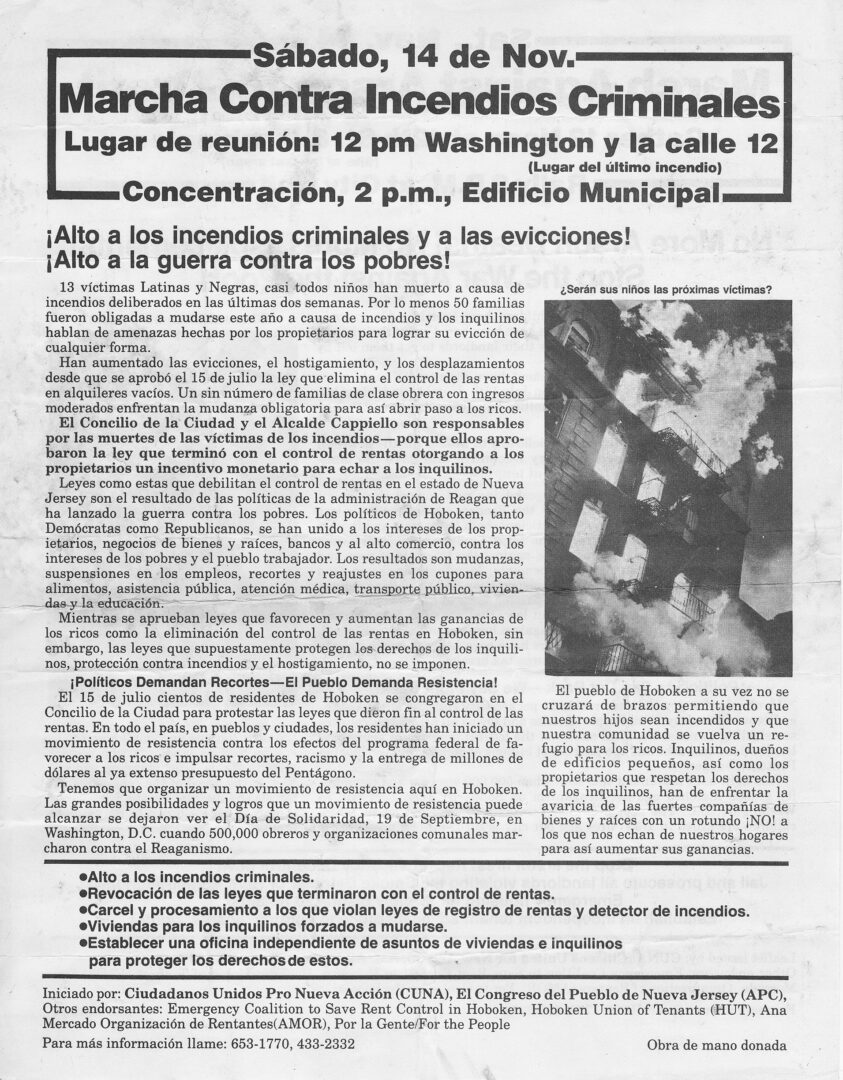 A flyer with the title "Marcha contra Incendios Criminales".