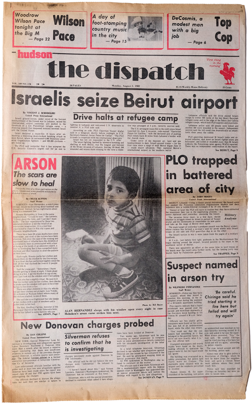 A newspaper clipping with the title "Arson the scars are slow to heal".