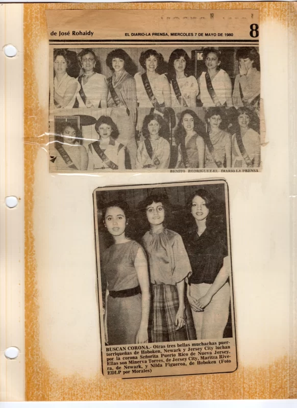 Two black and white photos in scrap book.